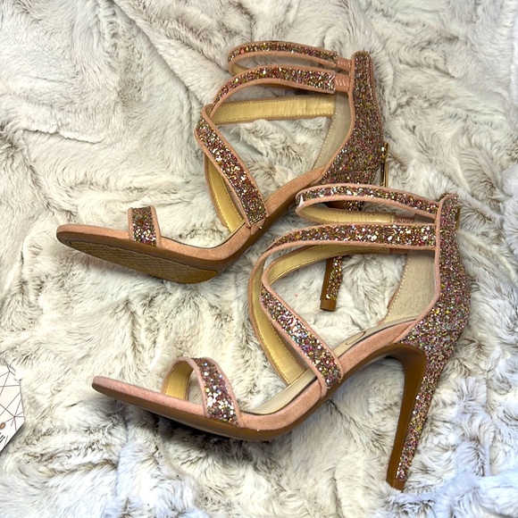 Jessica Simpson champagne multi - glitter heeled sandal - Picture 3 of 5